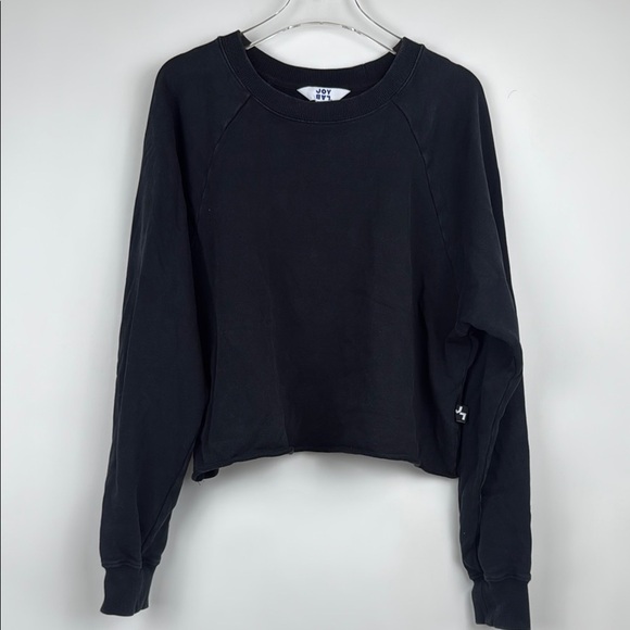 JoyLab Tops - JoyLab Cropped Distressed Crew Neck Black Sweatshirt Size Medium